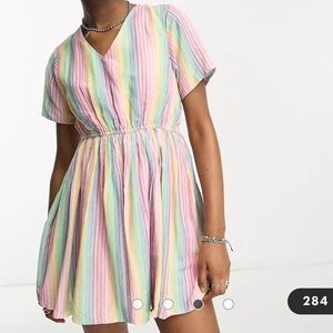 NWT DAISY STREET MINI SMOCK RAINBOW DRESS
